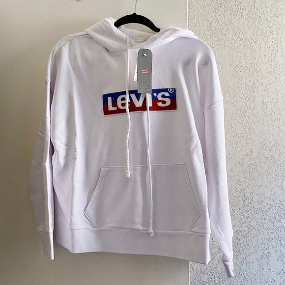 ✨New LEVIS Graphic Logo Oversize Pullover Hoodie White XS - Picture 2 of 8
